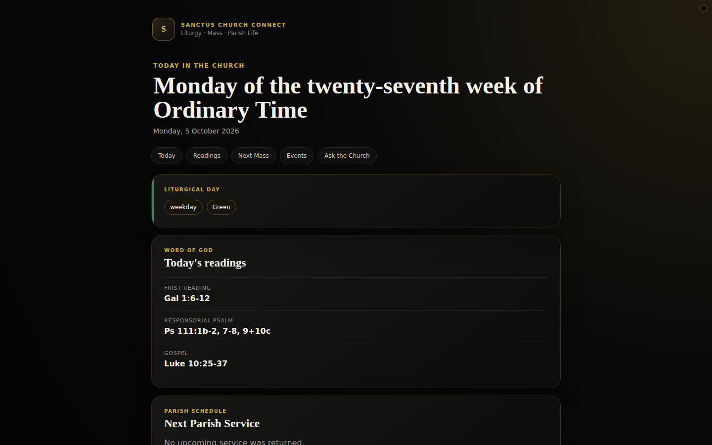 Sanctus Connect interface